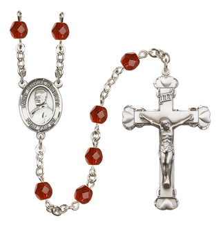 Silver Plated 6mm Fire Polished Saint Andre Bessette Rosary in Ruby