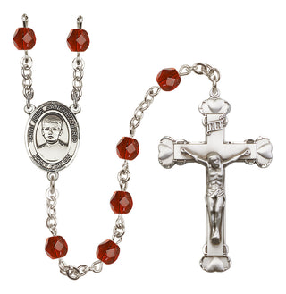 Silver Plated 6mm Fire Polished Saint Jose Sanchez del Rio Rosary in Ruby