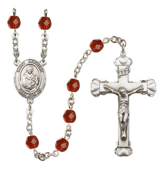 Silver Plated 6mm Fire Polished Saint Norbert of Xanten Rosary in Ruby