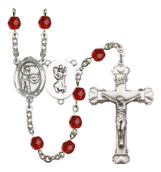 Saint Christopher and Golf Rosary with Ruby Beads