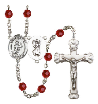 Saint Christopher and Softball Rosary with Ruby Beads