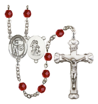 Guardian Angel and Golf Rosary with Ruby Beads