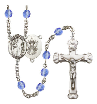 Saint Brendan The Navigator and Navy Rosary with Sapphire Beads