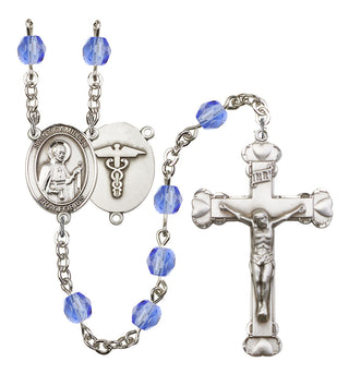 Saint Camillus of Lellis and Nurse Rosary with Sapphire Beads