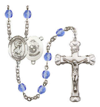 Saint Christopher and Marines Rosary with Sapphire Beads