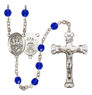 Silver-Plated 6mm Saint George / Air Force Rosary