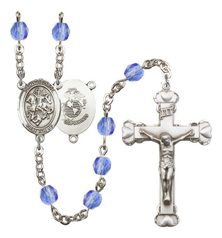 Saint George and Marines Rosary with Sapphire Beads