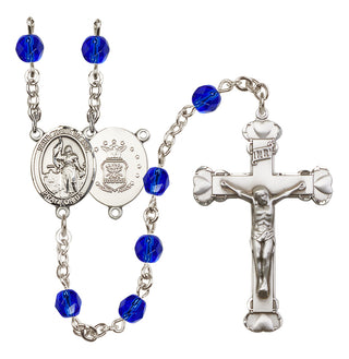 Silver-Plated 6mm Saint Joan of Arc / Air Force Rosary