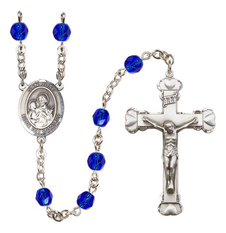Silver Plated 6mm Fire Polished San Jose Rosary in Sapphire