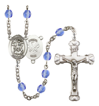 Saint Michael and Nat'l Guard Rosary with Sapphire Beads