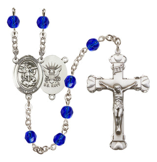 Silver-Plated 6mm Saint Michael / Navy Rosary