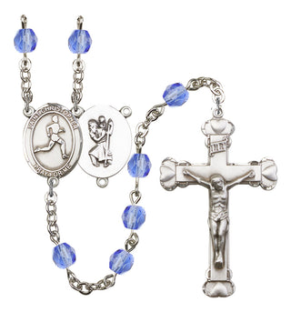 Saint Christopher and Track & Field Rosary with Sapphire Beads