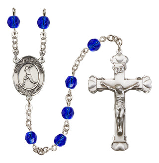 Silver-Plated 6mm Saint Sebastian/Baseball Rosary