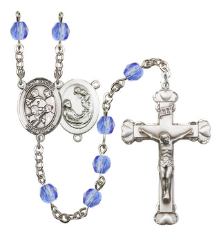 Saint Cecilia and Marching Band Rosary with Sapphire Beads