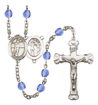 Saint Sebastian and Volleyball Rosary with Sapphire Beads