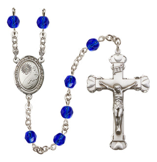 Silver-Plated 6mm Footprints / Cross  Engraved Catholic Rosaries