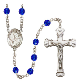 Silver-Plated 6mm Saint Finnian of Clonard  Engraved Catholic Rosaries