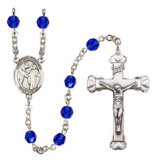 Silver-Plated 6mm Saint Columbanus  Engraved Catholic Rosaries