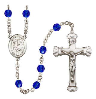 Silver-Plated 6mm Saint Dunstan  Engraved Catholic Rosaries