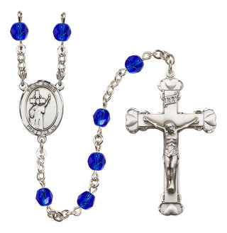 Silver-Plated 6mm Saint Aidan of Lindesfarne  Engraved Catholic Rosaries