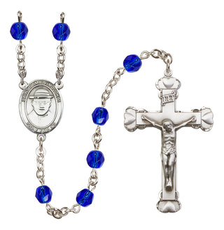 Silver-Plated 6mm Saint Damien of Molokai  Engraved Catholic Rosaries