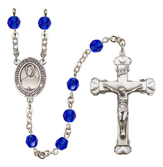 Silver Plated 6mm Fire Polished Blessed Emilie Tavernier Gamelin Rosary in Sapphire