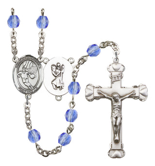 Saint Christopher and Basketball Rosary with Sapphire Beads
