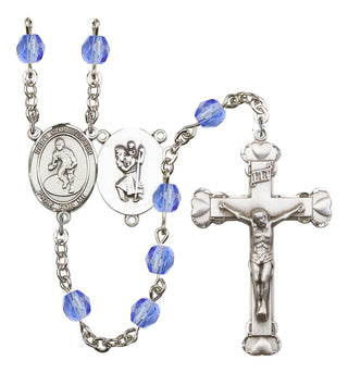 Saint Christopher and Wrestling Rosary with Sapphire Beads