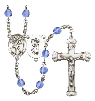 Saint Christopher and Dance Rosary with Sapphire Beads