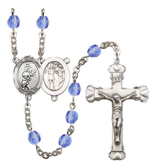 Saint Sebastian and Softball Rosary with Sapphire Beads