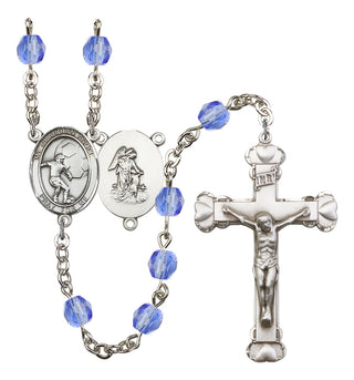 Guardian Angel and Soccer Rosary with Sapphire Beads