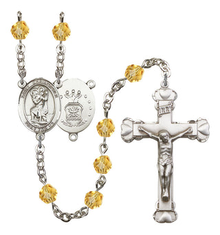 Saint Christopher and Air Force Rosary with Topaz Beads