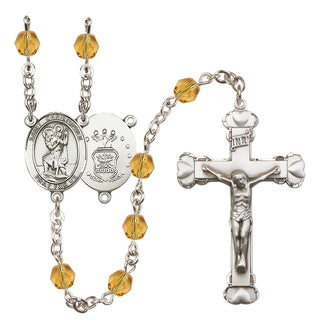 Silver-Plated 6mm Saint Christopher / Air Force Rosary