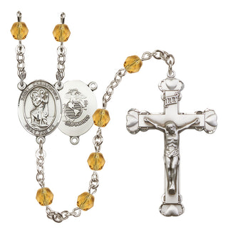 Silver-Plated 6mm Saint Christopher / Marines Rosary