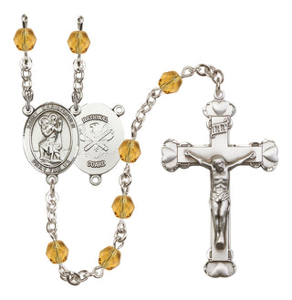 Silver-Plated 6mm Saint Christopher / Nat'l Guard Rosary
