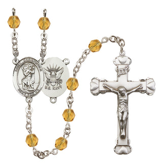 Silver-Plated 6mm Saint Christopher / Navy Rosary