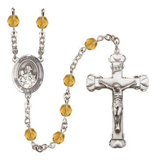 Silver Plated 6mm Fire Polished San Jose Rosary in Topaz
