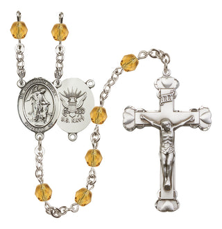 Silver-Plated 6mm Guardian Angel / Navy Rosary