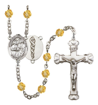 Sts. Cosmas & Damian and Doctors Rosary with Topaz Beads