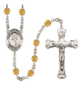 Silver-Plated 6mm Saint Christopher/Martial Arts Rosary