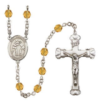 Silver-Plated 6mm Saint Sebastian/Wrestling Rosary