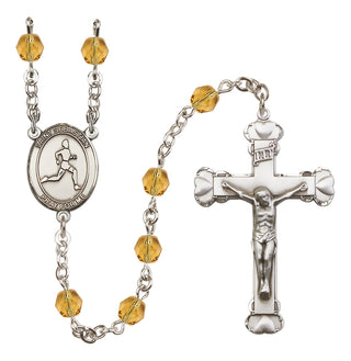 Silver-Plated 6mm Saint Sebastian/Track & Field Rosary