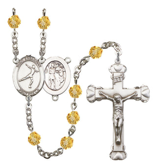 Saint Sebastian and Figure Skating Rosary with Topaz Beads
