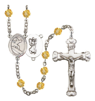 Saint Christopher and Surfing Rosary with Topaz Beads