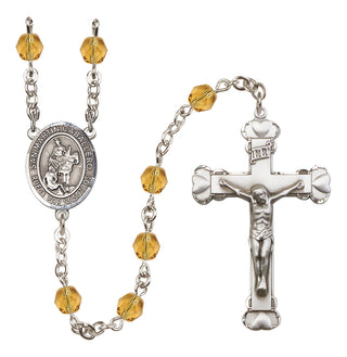 Silver Plated 6mm Fire Polished San Martin Caballero Rosary in Topaz