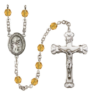 Silver Plated 6mm Fire Polished San Juan de la Cruz Rosary in Topaz