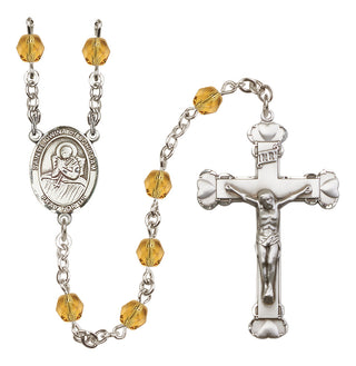 Silver-Plated 6mm Saint Lidwina of Schiedam  Engraved Catholic Rosaries