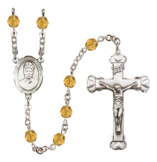 Silver-Plated 6mm Saint Josephine Bakhita  Engraved Catholic Rosaries
