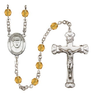 Silver-Plated 6mm Saint Damien of Molokai  Engraved Catholic Rosaries