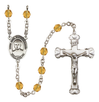 Silver Plated 6mm Fire Polished Saint Jose Sanchez del Rio Rosary in Topaz